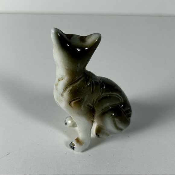 Vintage Miniature Porcelain Cat ABYSSINIAN Figurine Brown & White 3.5” - Picture 4 of 7